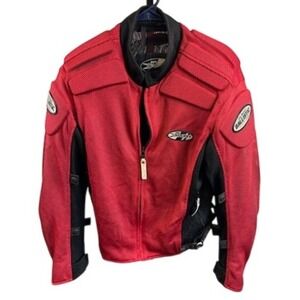 Joe Rocket Ballistic Red Motorcycle‎ Jacket Mesh Armor Touring Mens Size Small